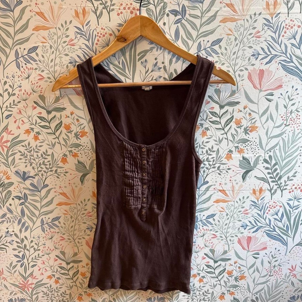 J.Crew Y2K ruffle Tank Brown Boho Preppy